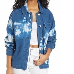 BDG XS fits S M loose fit Blue white Tie-Dye oversized Denim Jacket